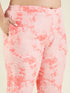 Janasya Women's Plus Size Peach Silk Blend Tie & Dye Embroidered Straight Kurta Pant Set